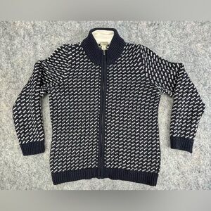 L.L. Bean | Vintage‎ | Birdseye Norwegian Wool | Zipper | Navy Blue | Small